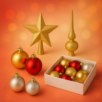 Пластикові новорічні іграшки, кулі, верхівки, набори.