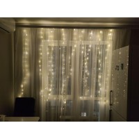 Гірлянда штора Роса 3х2м Юзб з пультом Теплий білий
