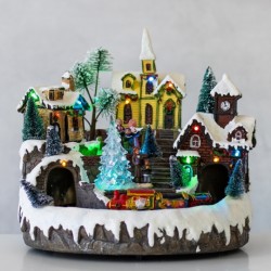 Новогодняя музыкальная карусель с подсветкой   22х22см 9153-008