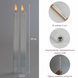 Набір з 2 світлодіодних свічок  26 см 6032-013