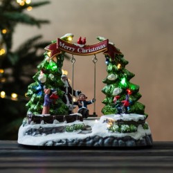 Новогодняя карусель с подсветкой и музыкой 22х21см 6026-003